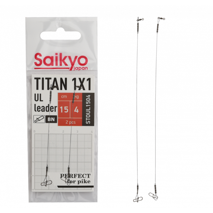 Поводок Saikyo Titan 1x1 UL STOUL1504, 4кг/15см, 2шт