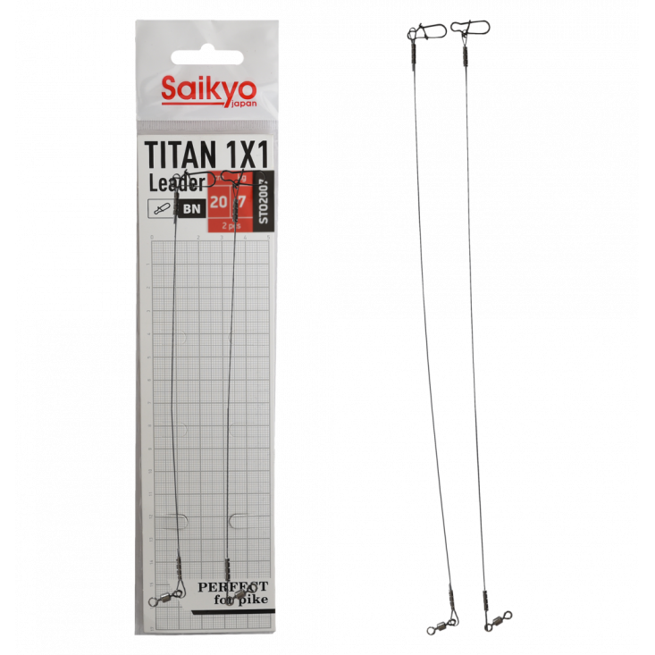 Поводок Saikyo Titan 1x1 STO2007, 7кг/20см, 2шт